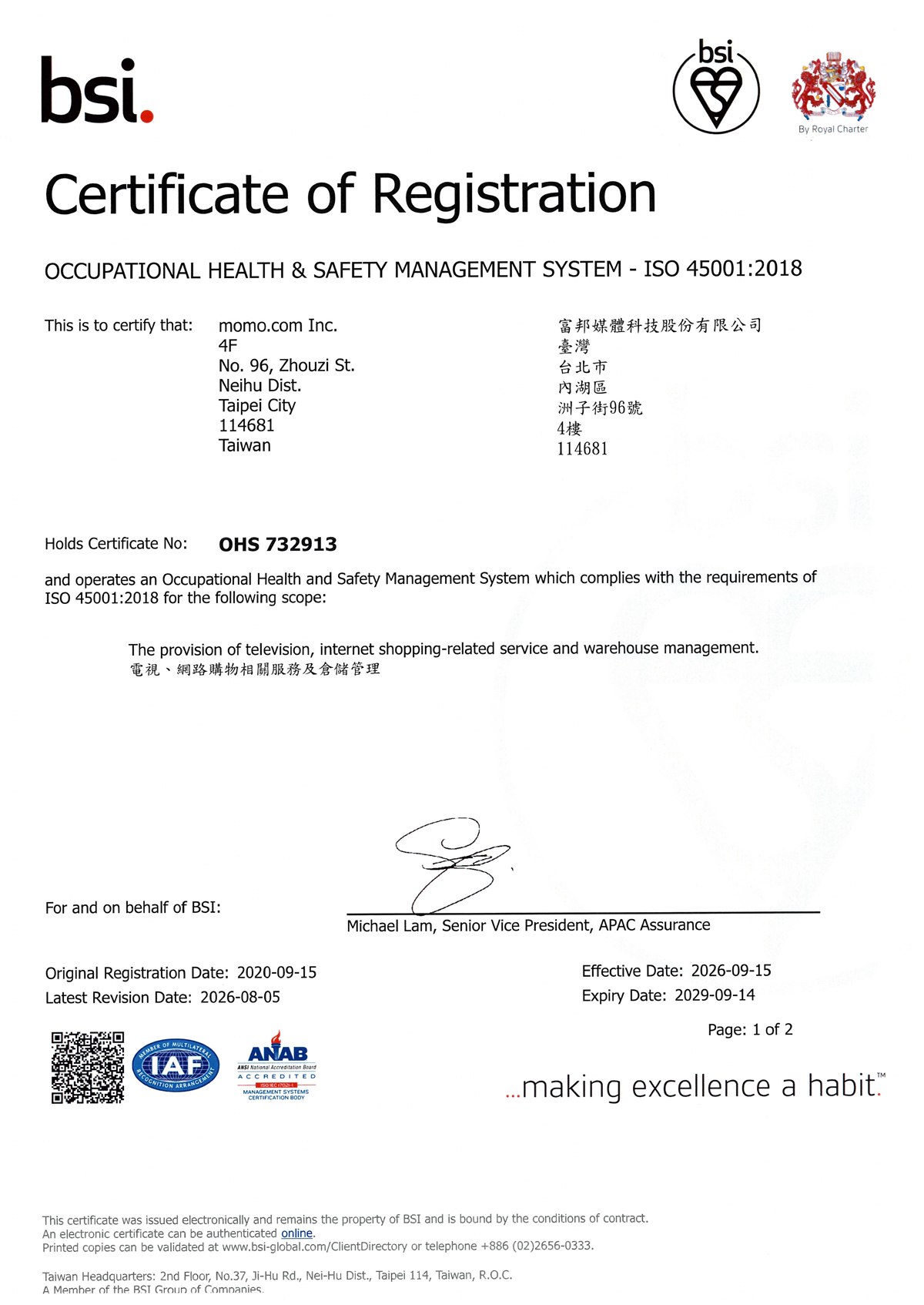 ISO 45001 Occupational Health and Safety Management System